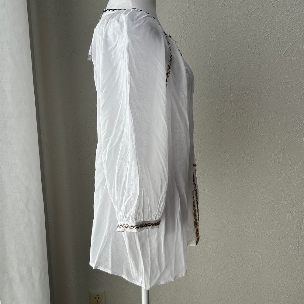 J Jill embroidered peasant blouse white multicolor size XL - Picture 4 of 10